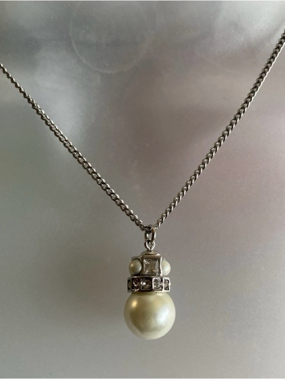 Givenchy Silver-Tone Pearl and Crystal Pendant Necklace - Picture 1 of 10